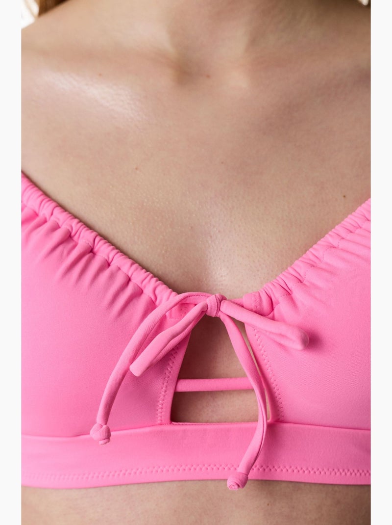 Top de biquíni com abertura frontal penti Rosa-fluo/Solinotes - Kiabi