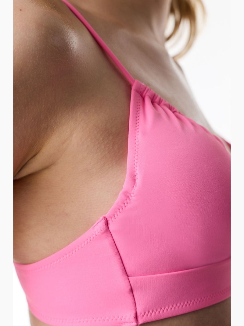 Top de biquíni com abertura frontal penti Rosa-fluo/Solinotes - Kiabi