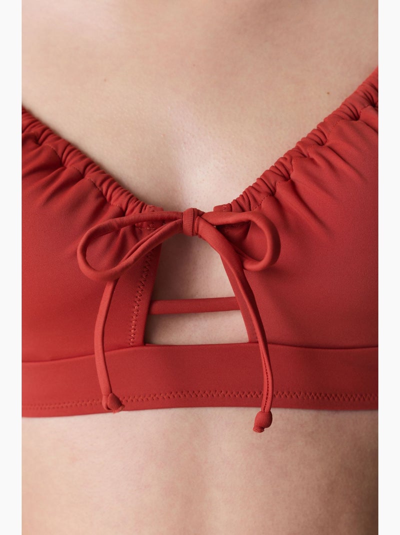 Top de biquíni com abertura frontal penti Vermelho - Kiabi