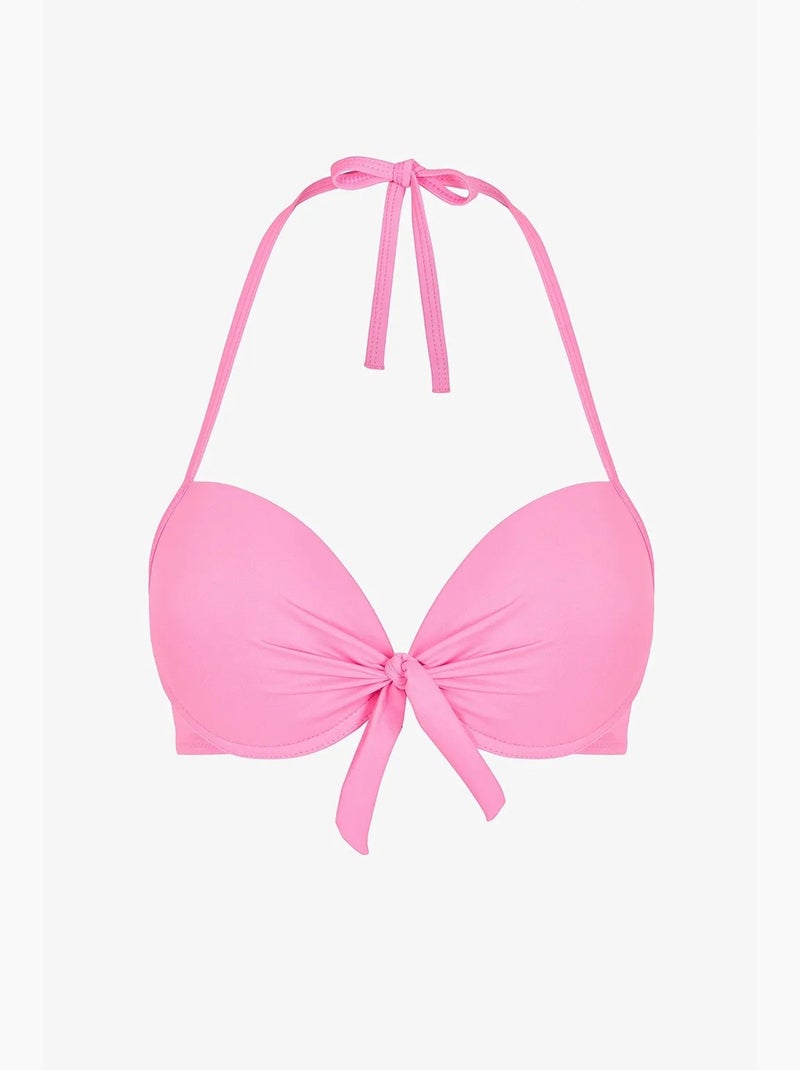 Top de biquíni com copa feminino penti Rosa-fluo/Solinotes - Kiabi