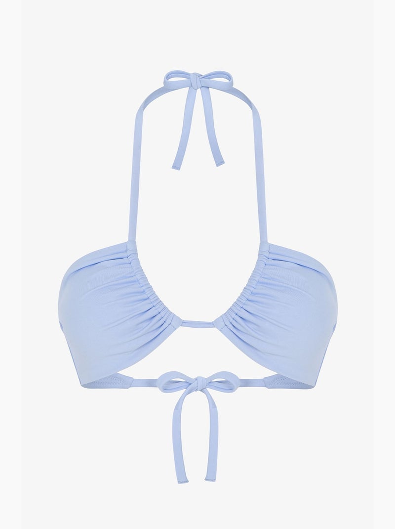 Top de biquíni com decote v invertido penti Azul-céu - Kiabi