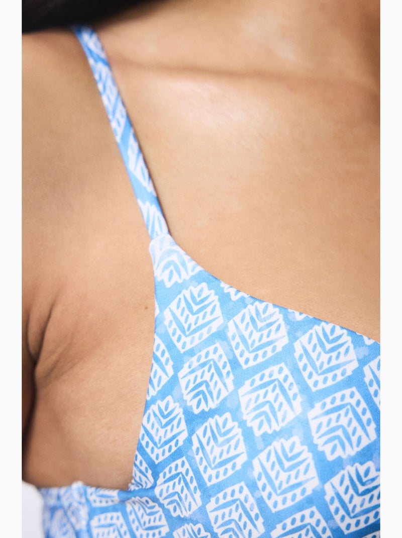 Top de biquíni com padrão baklava e push-up penti Azul - Kiabi