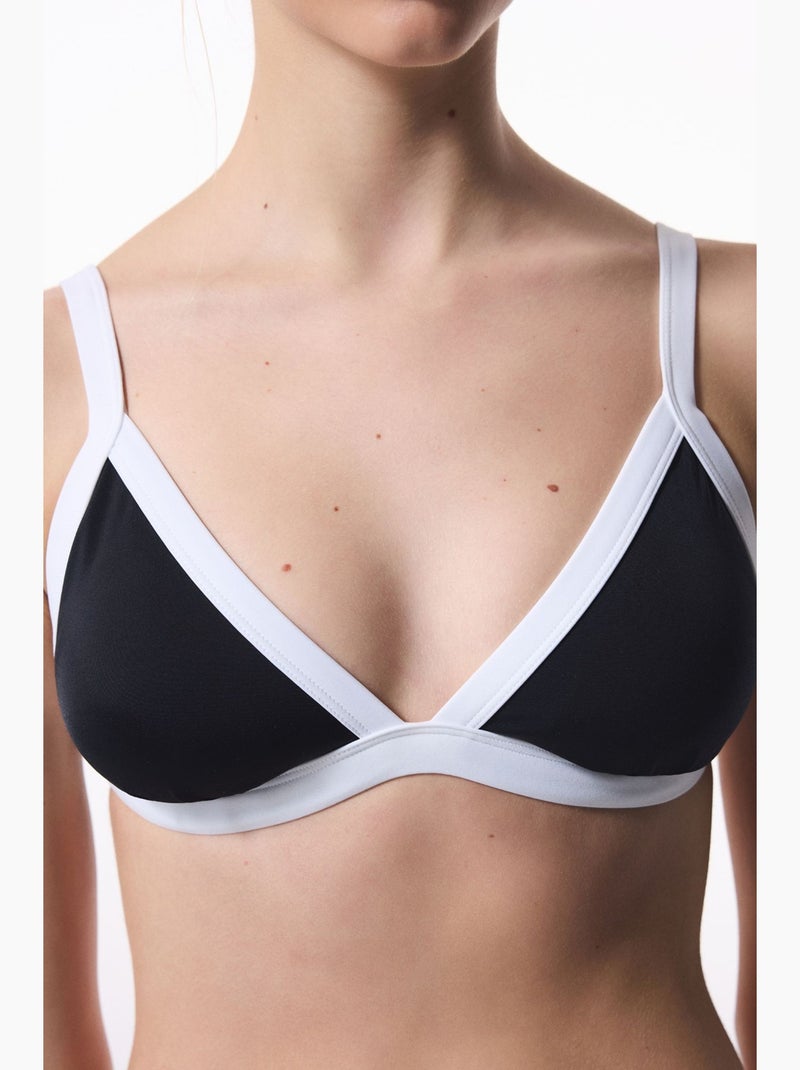 Top de biquíni feminino penti Preto Branco - Kiabi