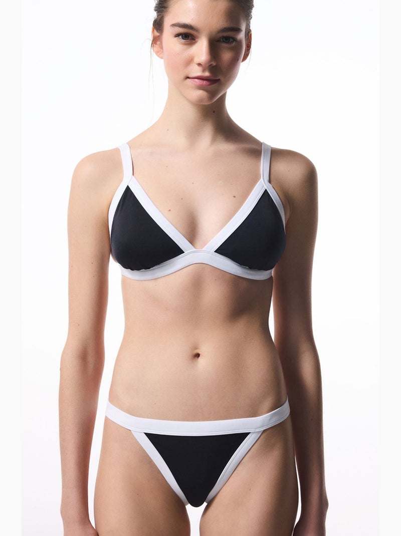 Top de biquíni feminino penti Preto Branco - Kiabi
