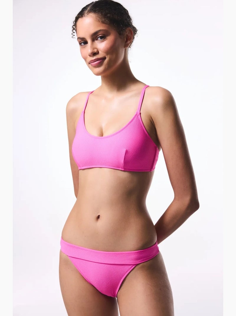 Top de biquíni liso com copas removíveis penti Rosa-fluo/Solinotes - Kiabi