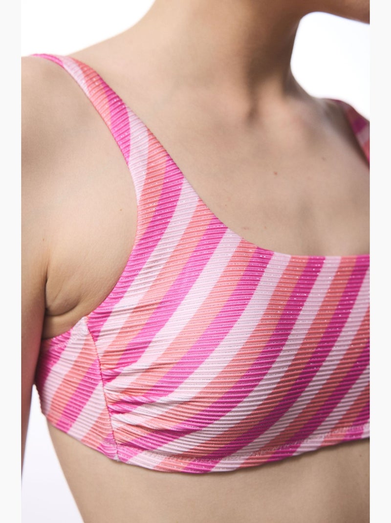 Top de biquíni sura às riscas penti Rosa/Branco - Kiabi