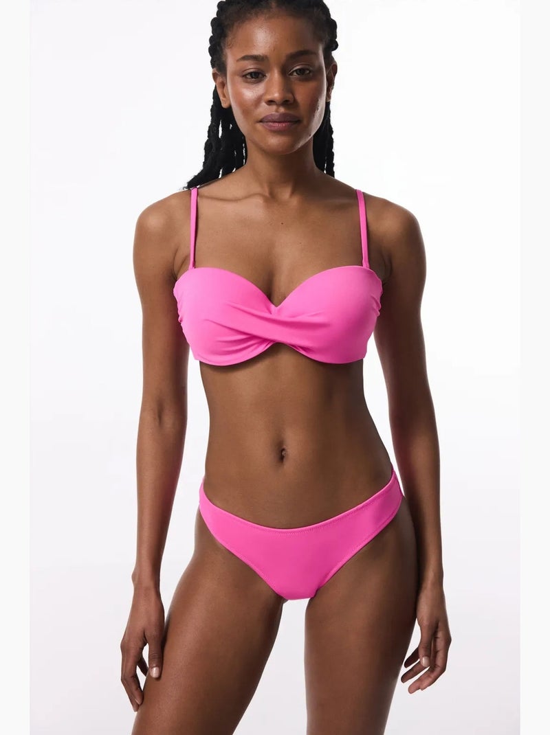 Top de biquíni tomara que caia com copa, modelador e aro penti Rosa-fluo/Solinotes - Kiabi