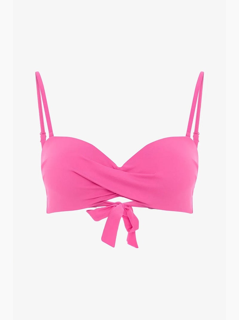Top de biquíni tomara que caia com copa, modelador e aro penti Rosa-fluo/Solinotes - Kiabi