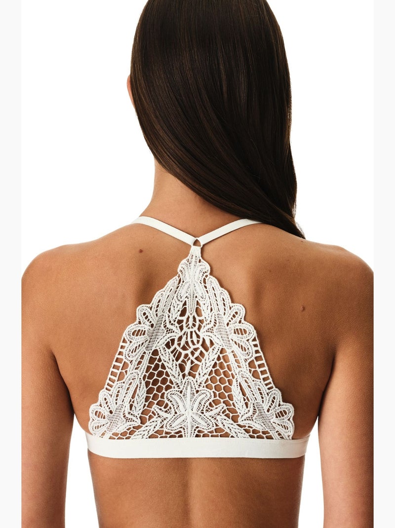 Top de biquíni triangular com costas em crochê penti Branco - Kiabi