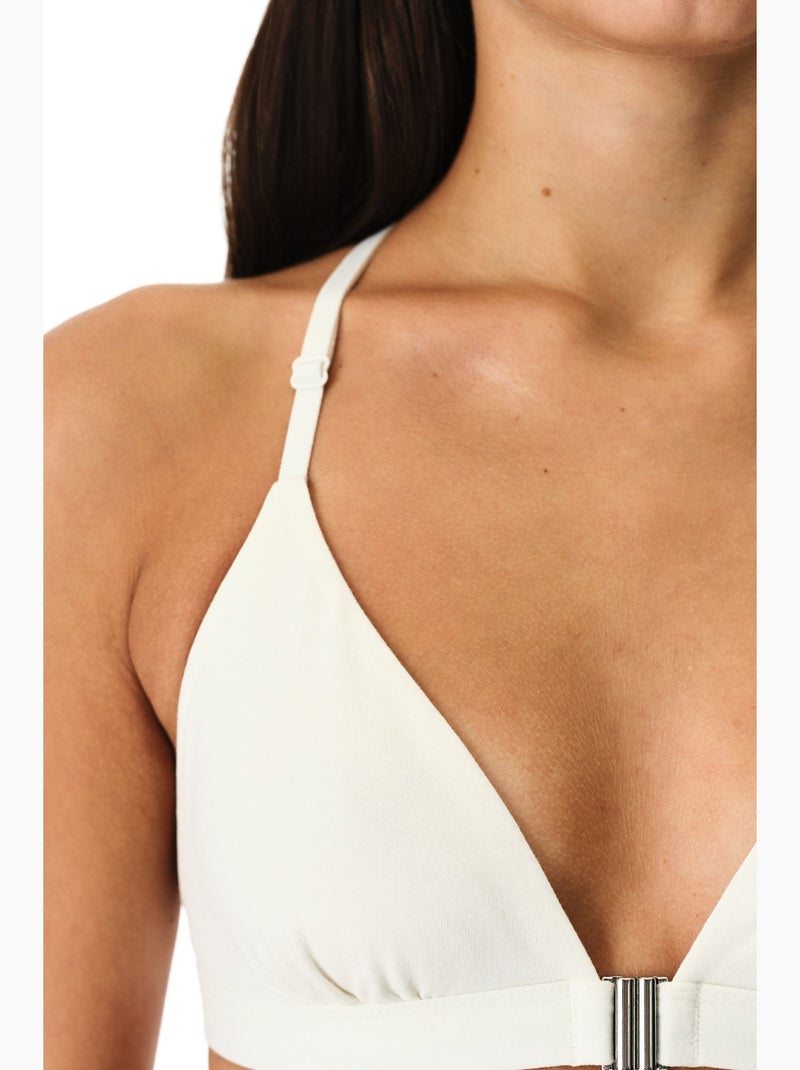 Top de biquíni triangular com costas em crochê penti Branco - Kiabi