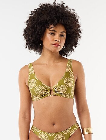 Top de biquíni triângulo em microfibra com estampado