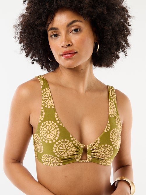 Top de biquíni triângulo em microfibra com estampado - Kiabi
