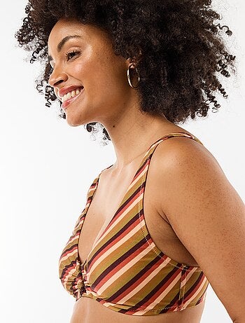 Top de biquíni triângulo em microfibra com estampado