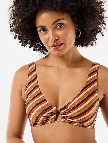 Top de biquíni triângulo em microfibra com estampado