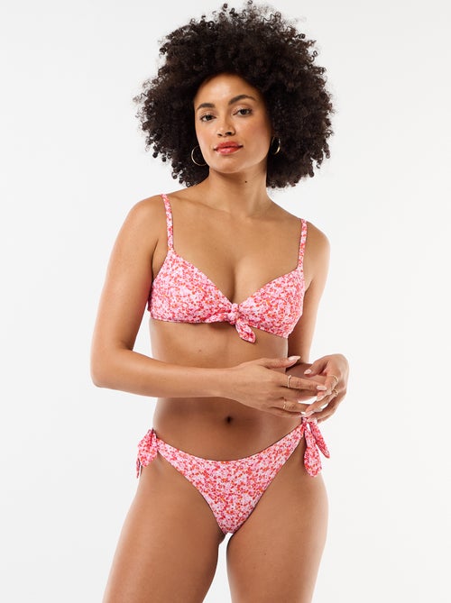 Top de biquíni triângulo estampado floral com laço - Kiabi