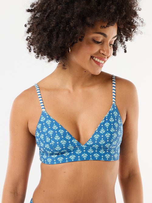 Top de biquíni triângulo estampado reversível - Kiabi