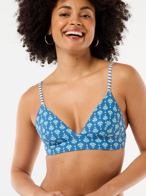 Top de biquíni triângulo estampado reversível - Kiabi