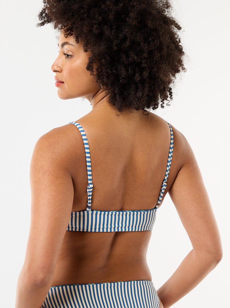 Top de biquíni triângulo estampado reversível Azul - Kiabi