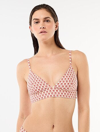 Top de biquíni triângulo estampado reversível