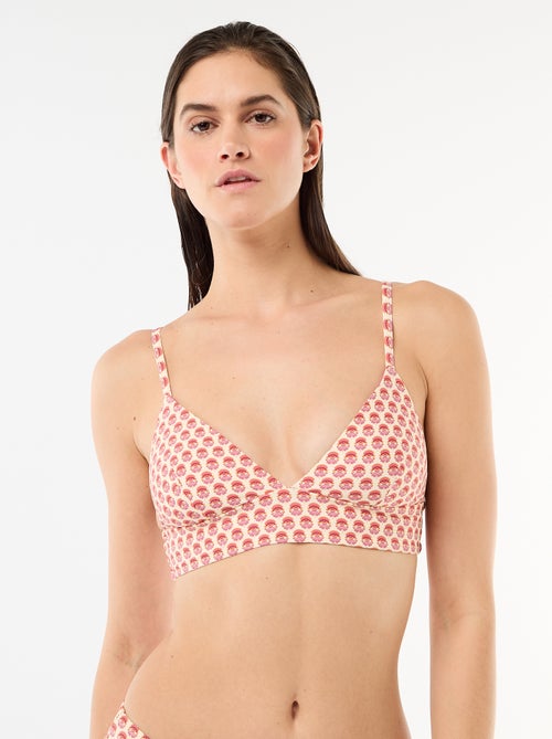 Top de biquíni triângulo estampado reversível - Kiabi
