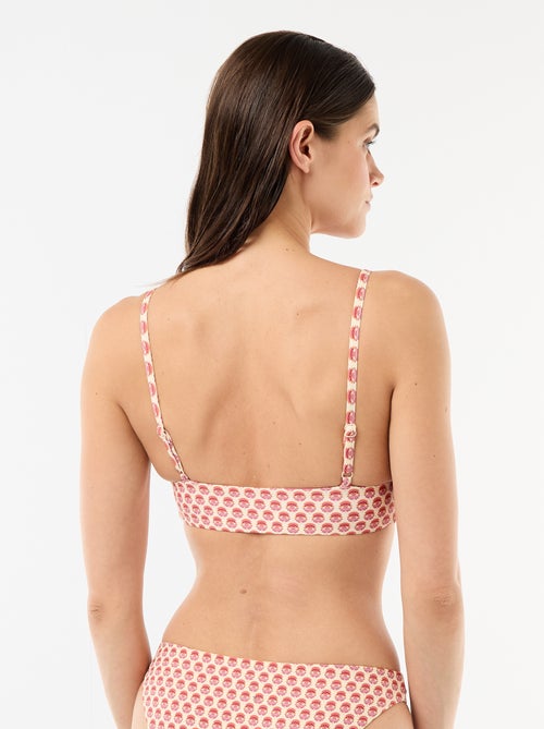 Top de biquíni triângulo estampado reversível - Kiabi