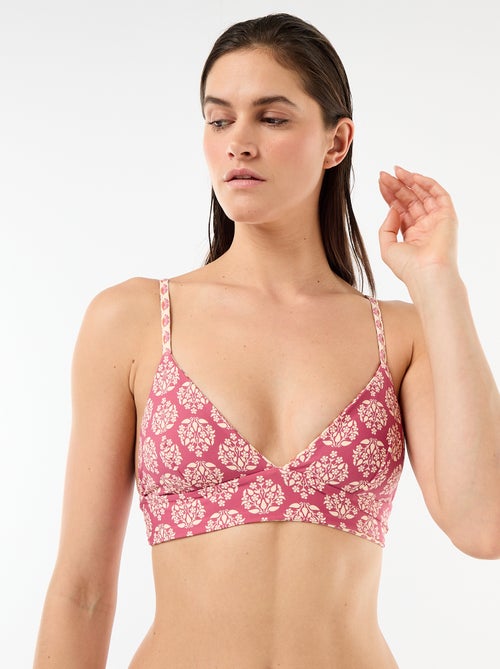 Top de biquíni triângulo estampado reversível - Kiabi