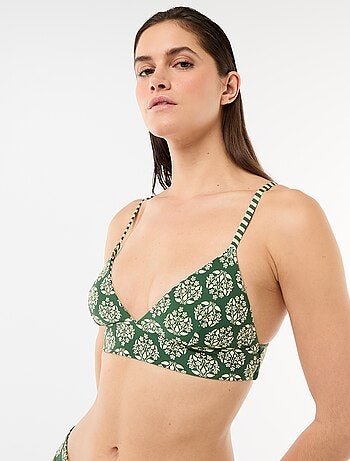 Top de biquíni triângulo estampado reversível