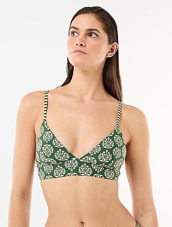 Top de biquíni triângulo estampado reversível