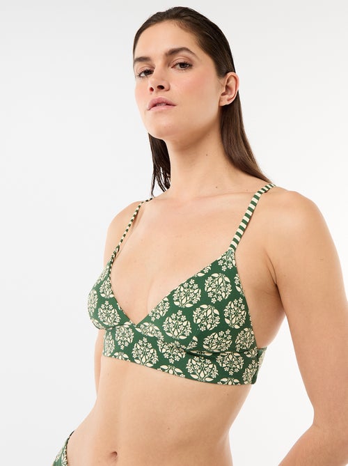 Top de biquíni triângulo estampado reversível - Kiabi