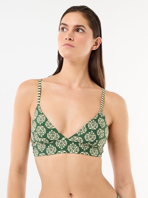 Top de biquíni triângulo estampado reversível - Kiabi