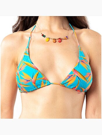 Top de Biquíni Turquesa Floral para Mulher Sun Project 2803