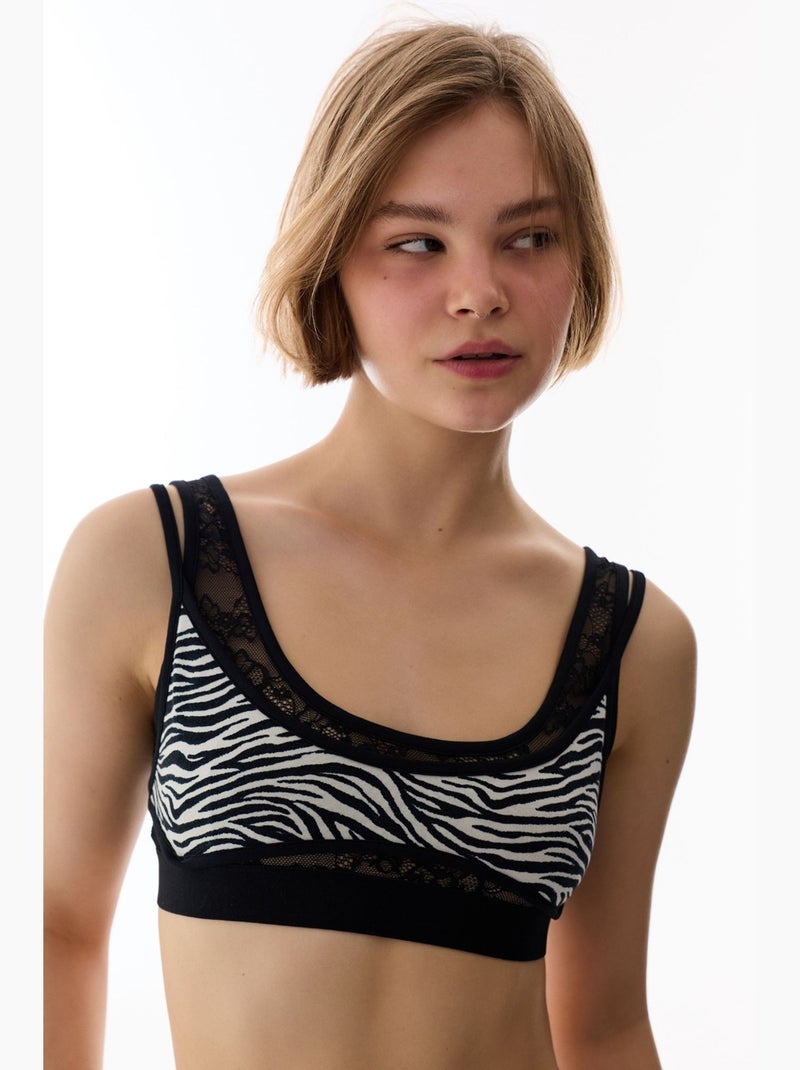 Top de biquíni zebra bra penti Preto Branco - Kiabi