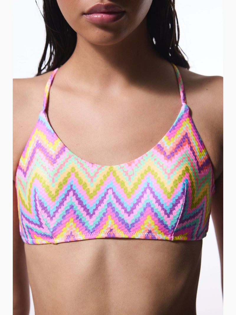 Top de biquíni zigzag feminino penti Rosa-fluo - Kiabi