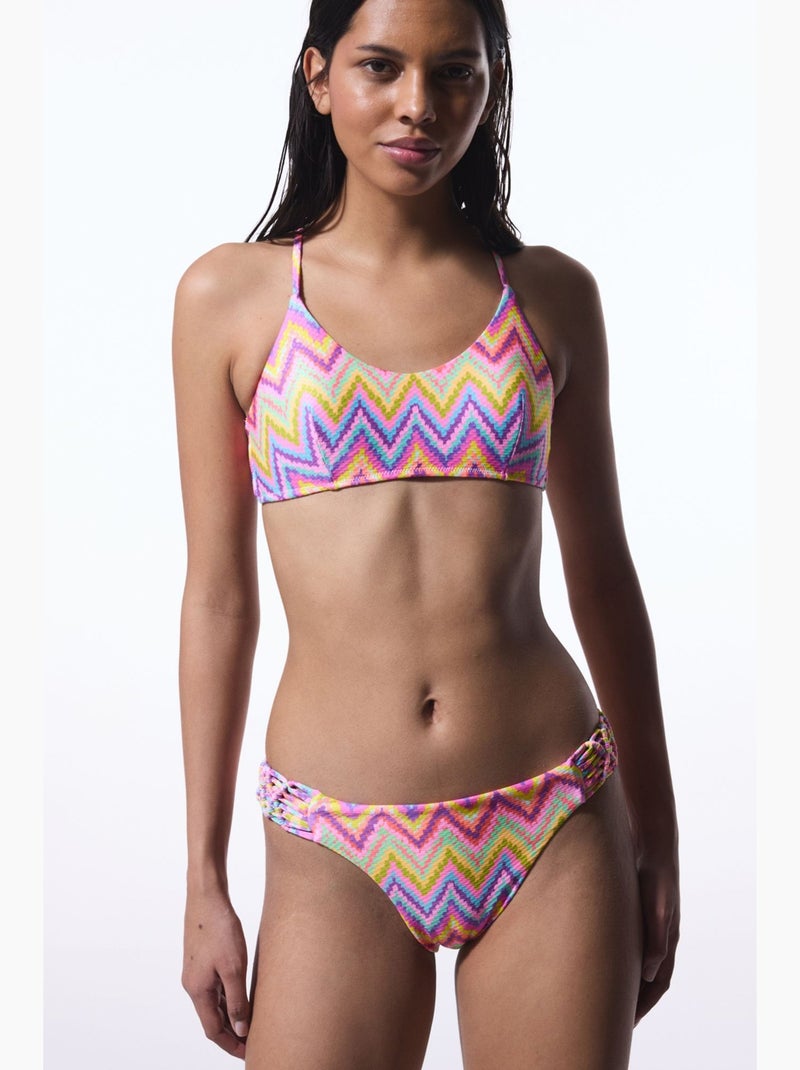 Top de biquíni zigzag feminino penti Rosa-fluo - Kiabi