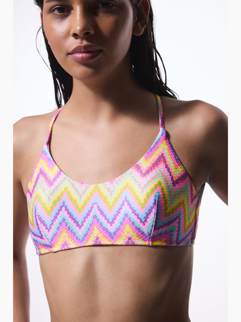Top de biquíni zigzag feminino penti Rosa-fluo - Kiabi