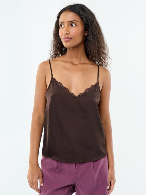 Top de cetim com renda - Kiabi
