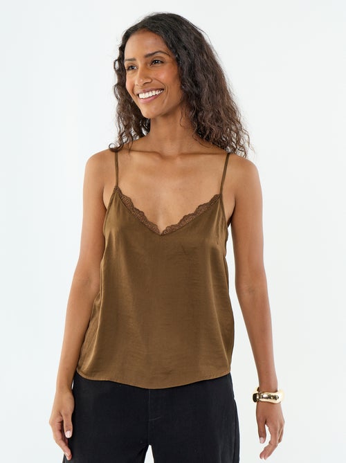 Top de cetim com renda - Kiabi Top de cetim com renda - Kiabi