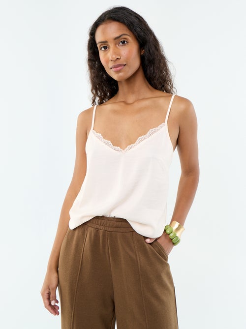 Top de cetim com renda - Kiabi