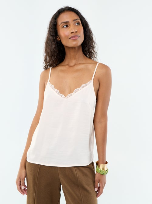 Top de cetim com renda - Kiabi