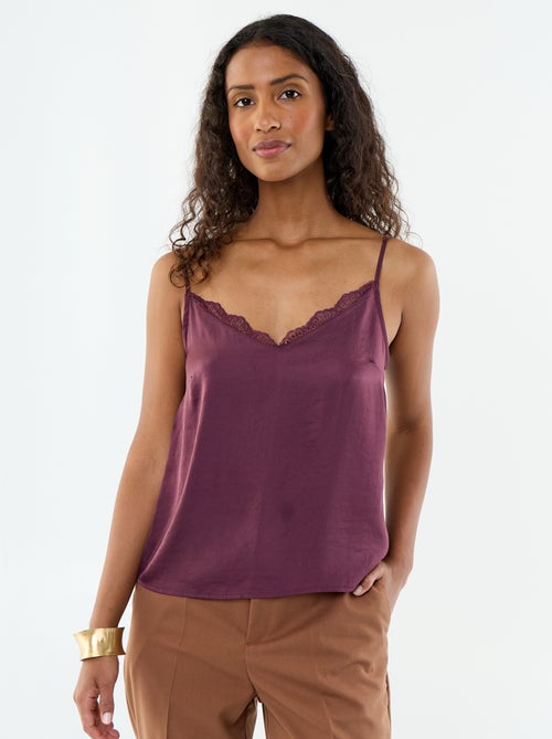 Top de cetim com renda - Kiabi