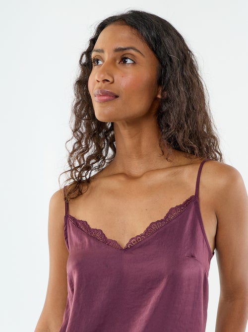 Top de cetim com renda - Kiabi