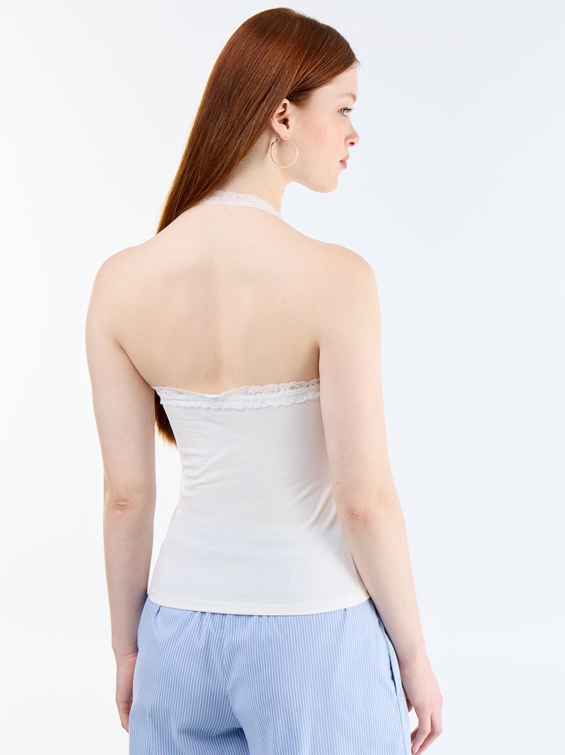 Top de costas nuas com renda Branco - Kiabi