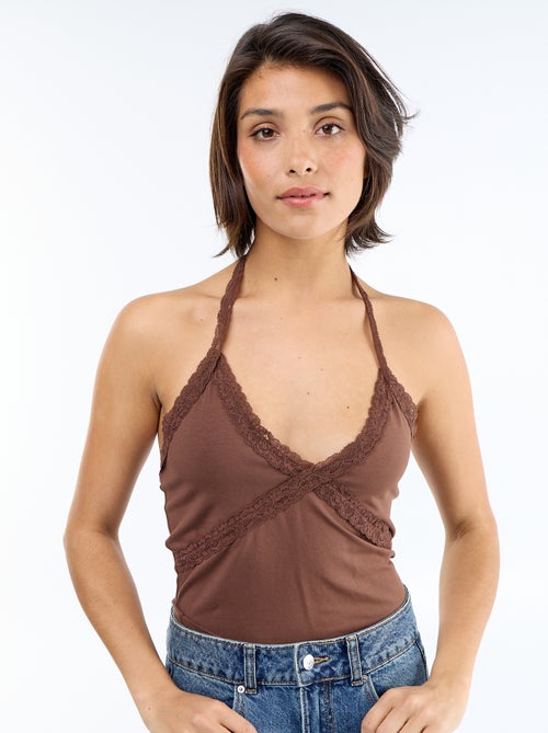 Top de costas nuas com renda - Kiabi
