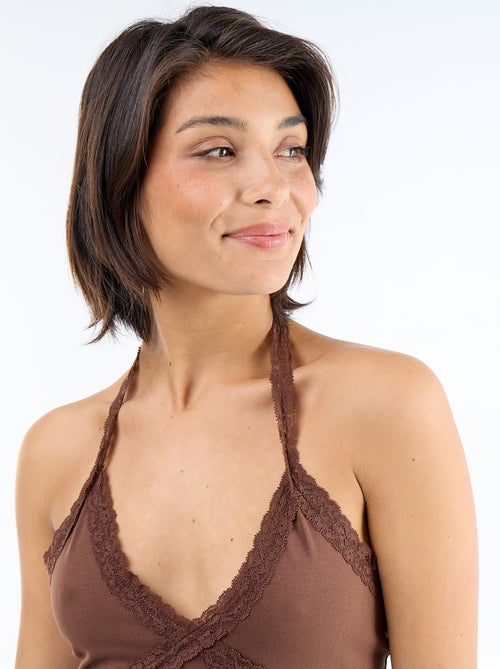 Top de costas nuas com renda - Kiabi