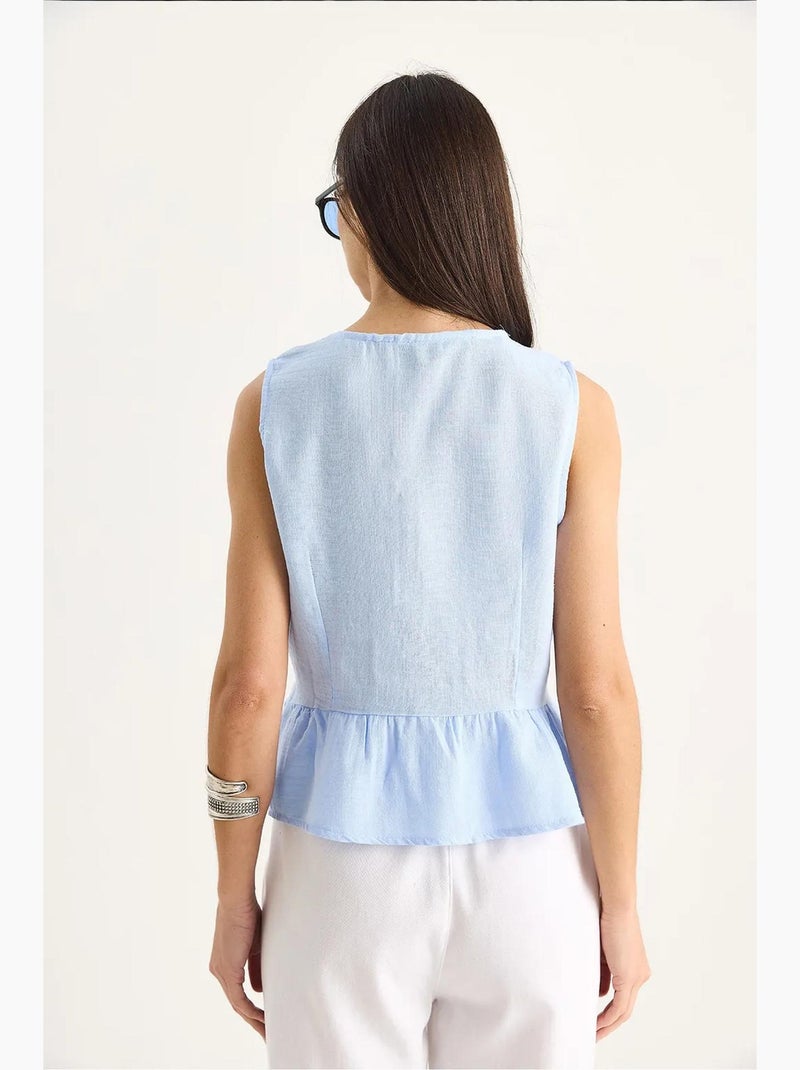 Top de crepe decote v com laço lucci Azul-céu - Kiabi