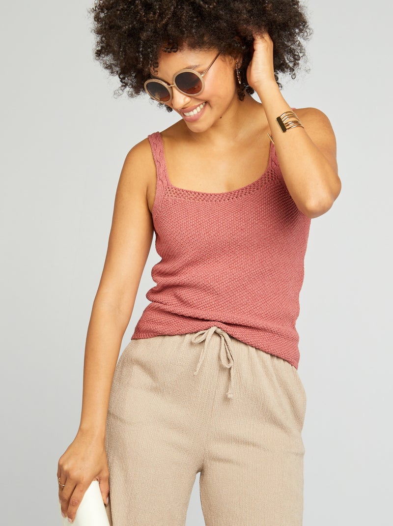 Top de croché com alças finas ROSA - Kiabi