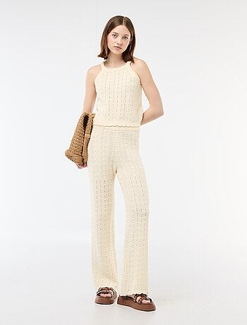 Top de crochê com cavas americanas