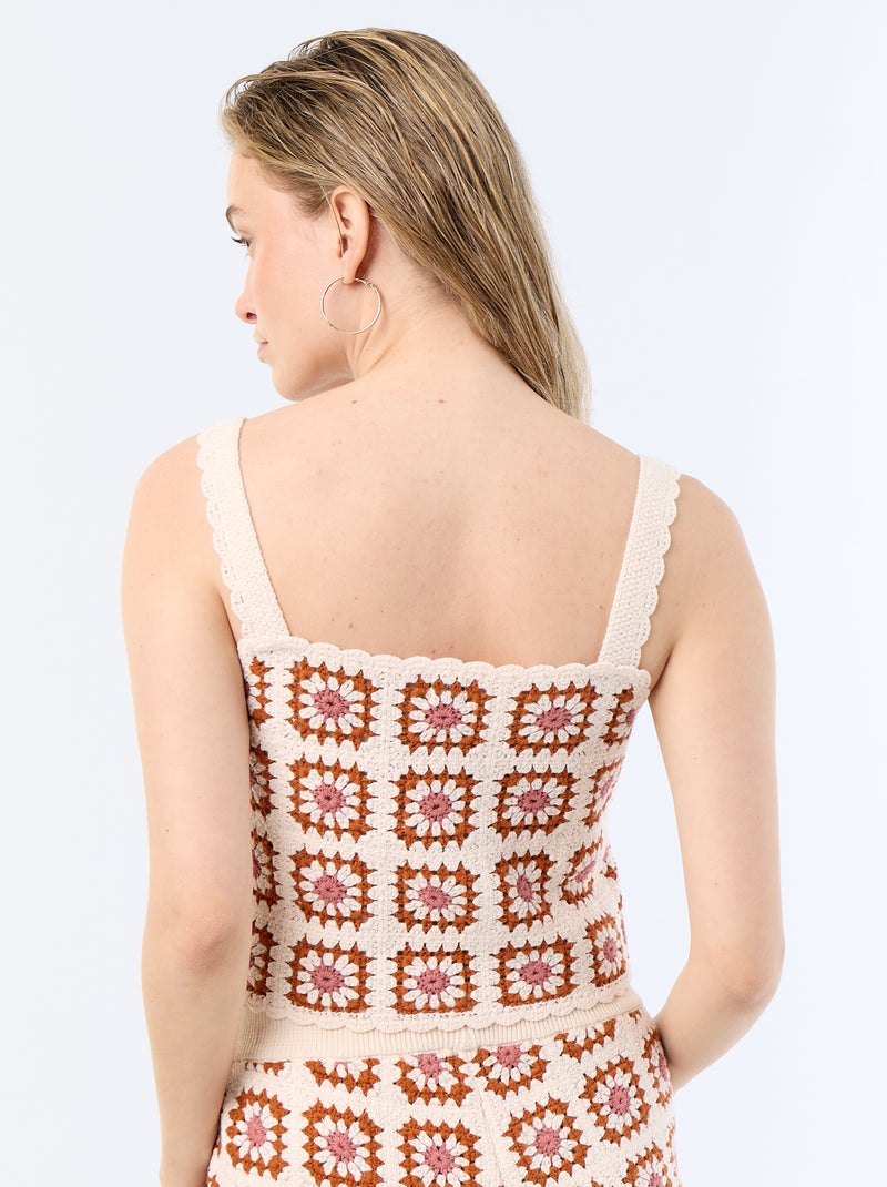 Top de croché com padrão Rosa - Kiabi