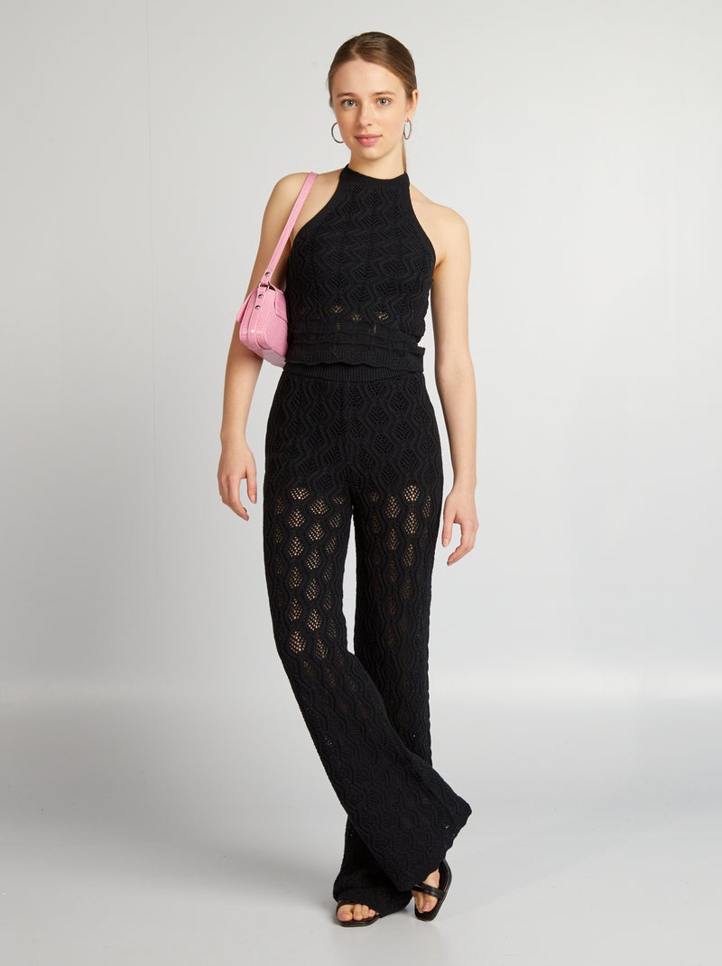 Top de croché costas à mostra Preto - Kiabi