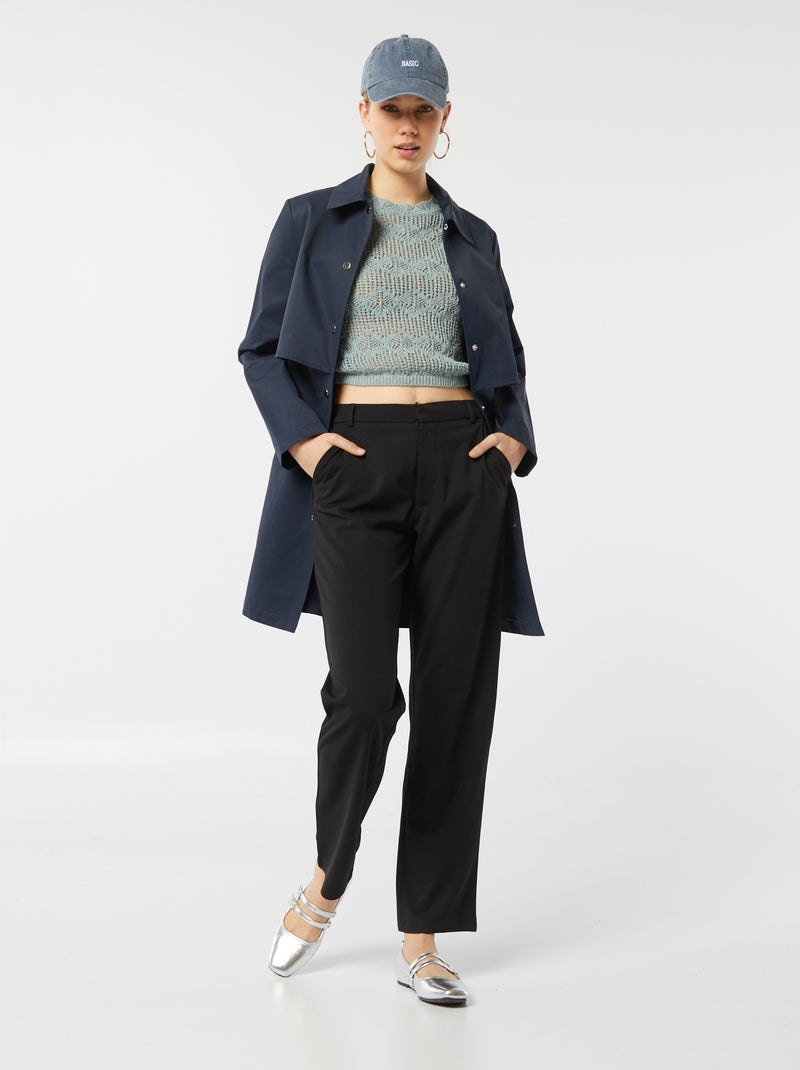 Top de croché de manga curta Azul - Kiabi